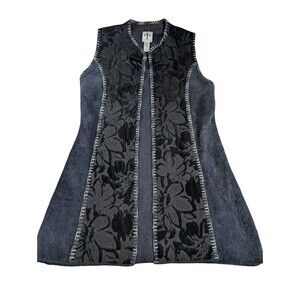 Rose+Rain Knit Vest Sleeveless Black Sweater Cardigan/Duster Size S